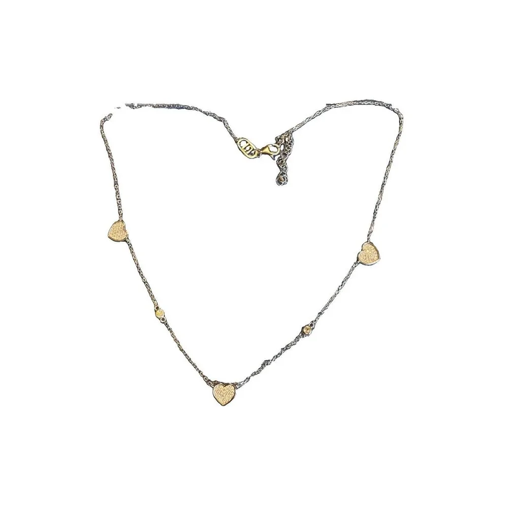 Moissanite Heart Station Necklace 925 Sterling Silver 3.00 CTW NWT 16”+2”